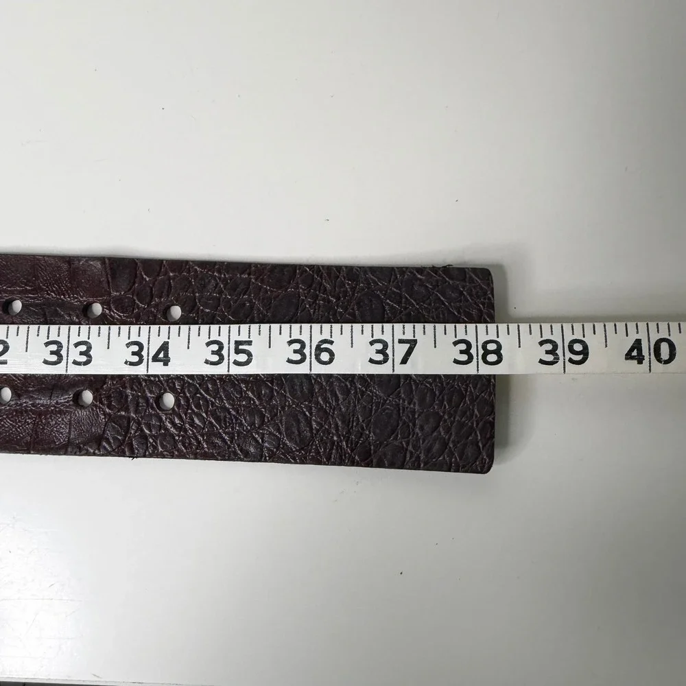 Banana Republic Belt Womens Mahogany Croc Embossed Double Prong Buckle Luxe 32 S